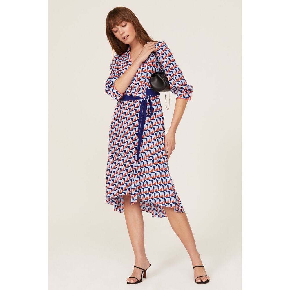 RTR Diane von Furstenberg Ana Geometric Printed Wrap Dress in Akira Windsurfer 6